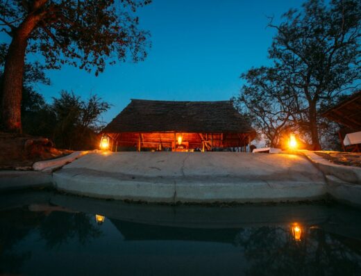 Garden lodge with pool