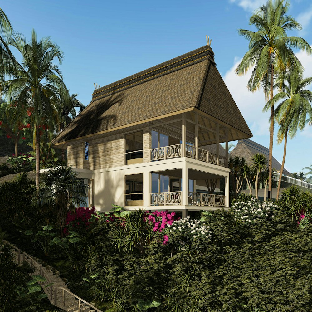 Thatched villa near the beach