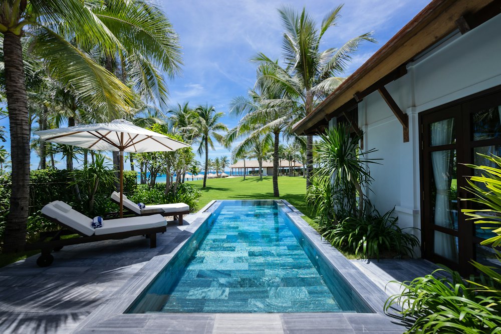 Beach villa with lap pool